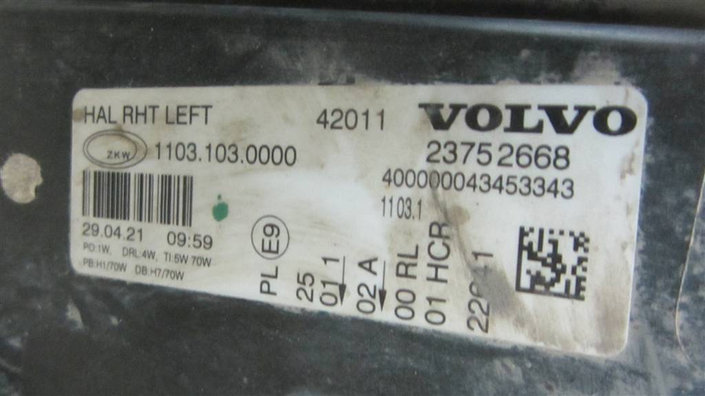 Фара левая для Volvo FH5 23752668