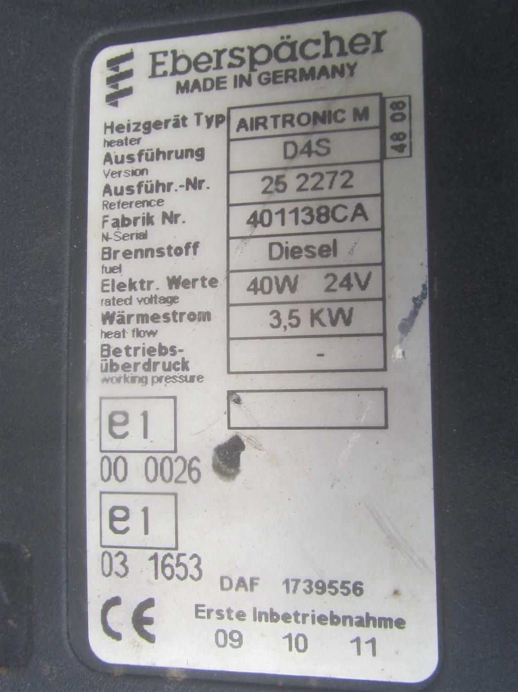 Автономный отопитель для DAF Xf 105  1739556